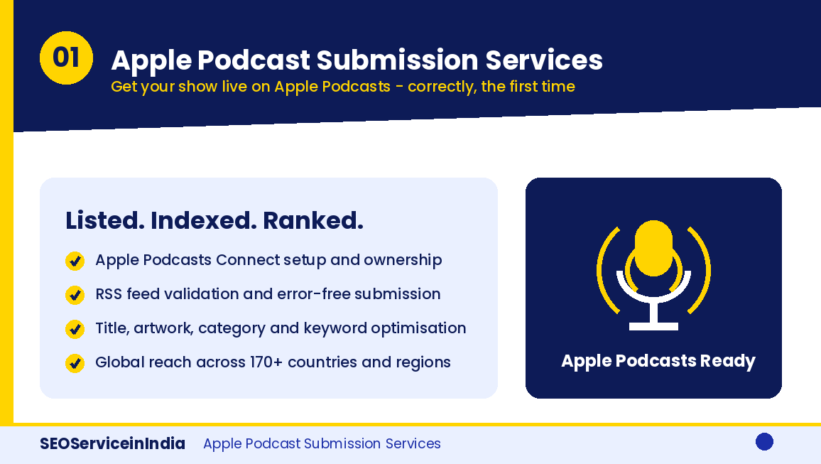 Apple podcast submission services overview by SEOServiceinIndia