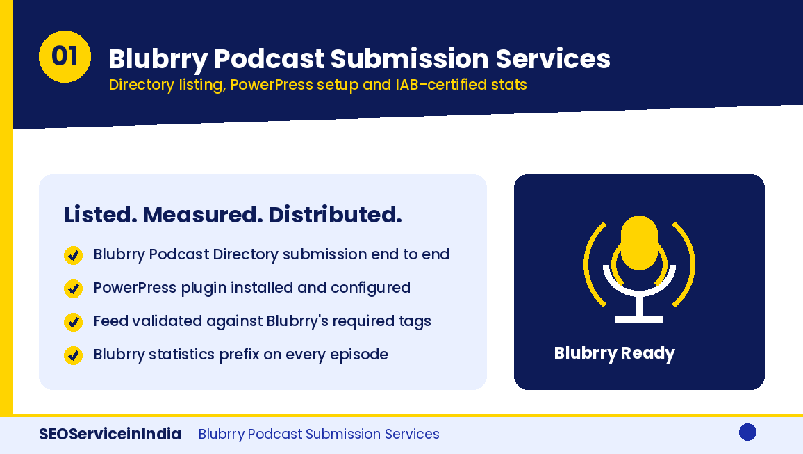 Blubrry podcast submission services overview by SEOServiceinIndia
