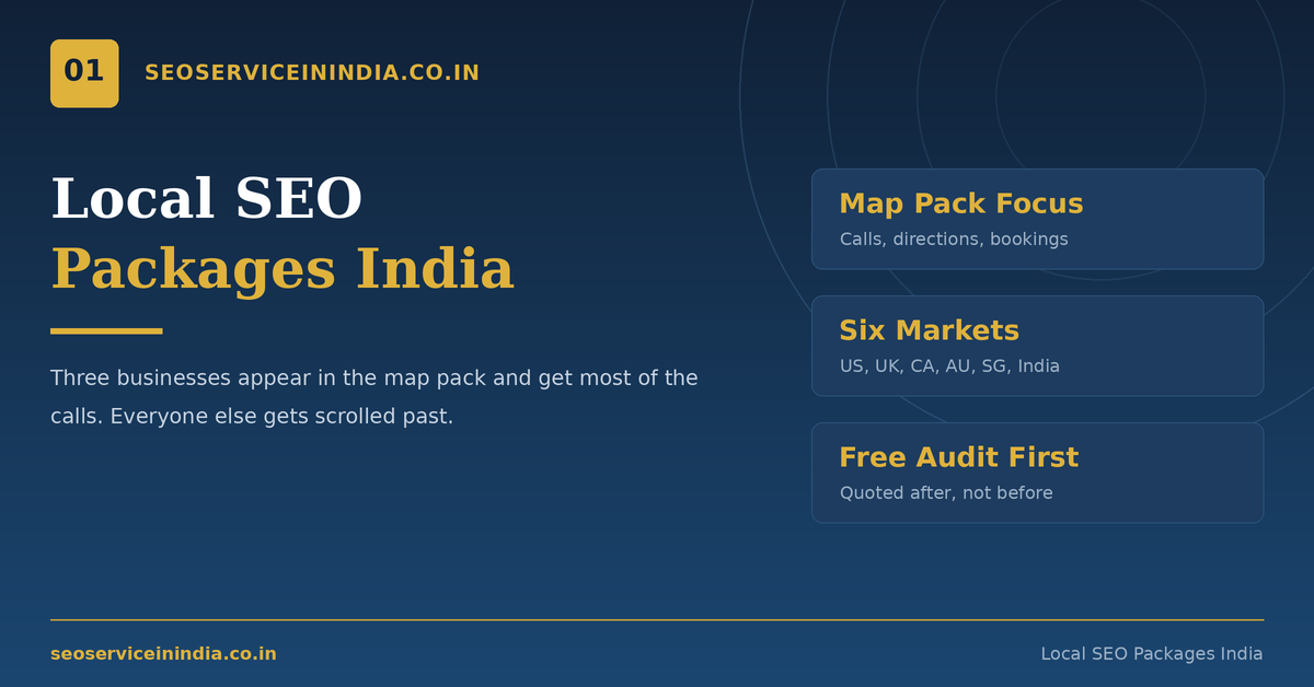 Local SEO packages India showing Google map pack results