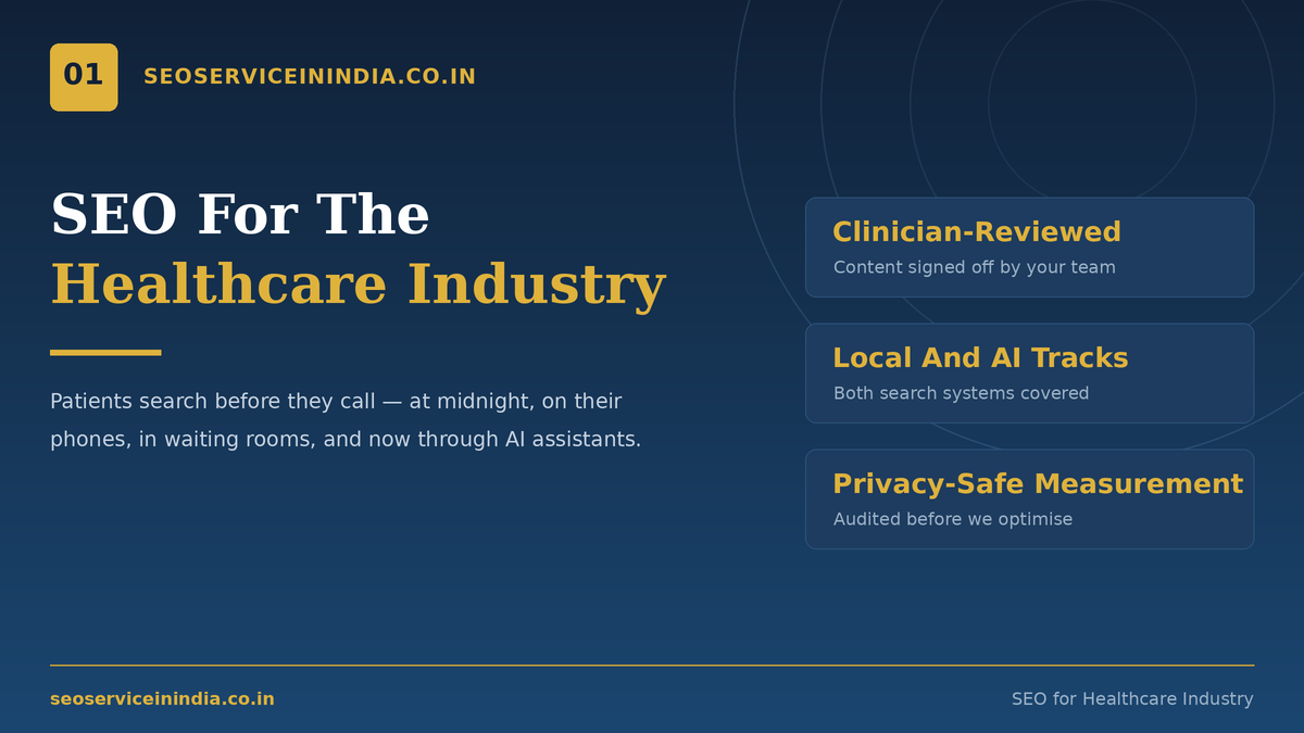 SEO for healthcare industry services dashboard for hospitals and clinics