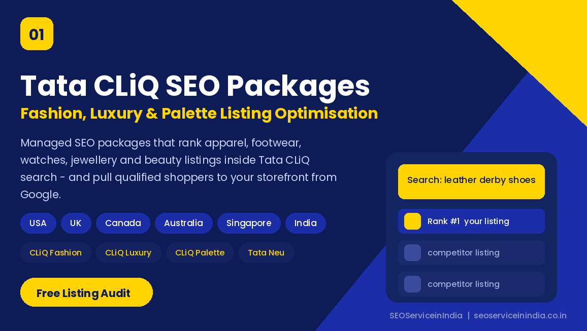Tata CLiQ SEO packages for fashion, luxury and beauty brands ranking listings in Tata CLiQ search