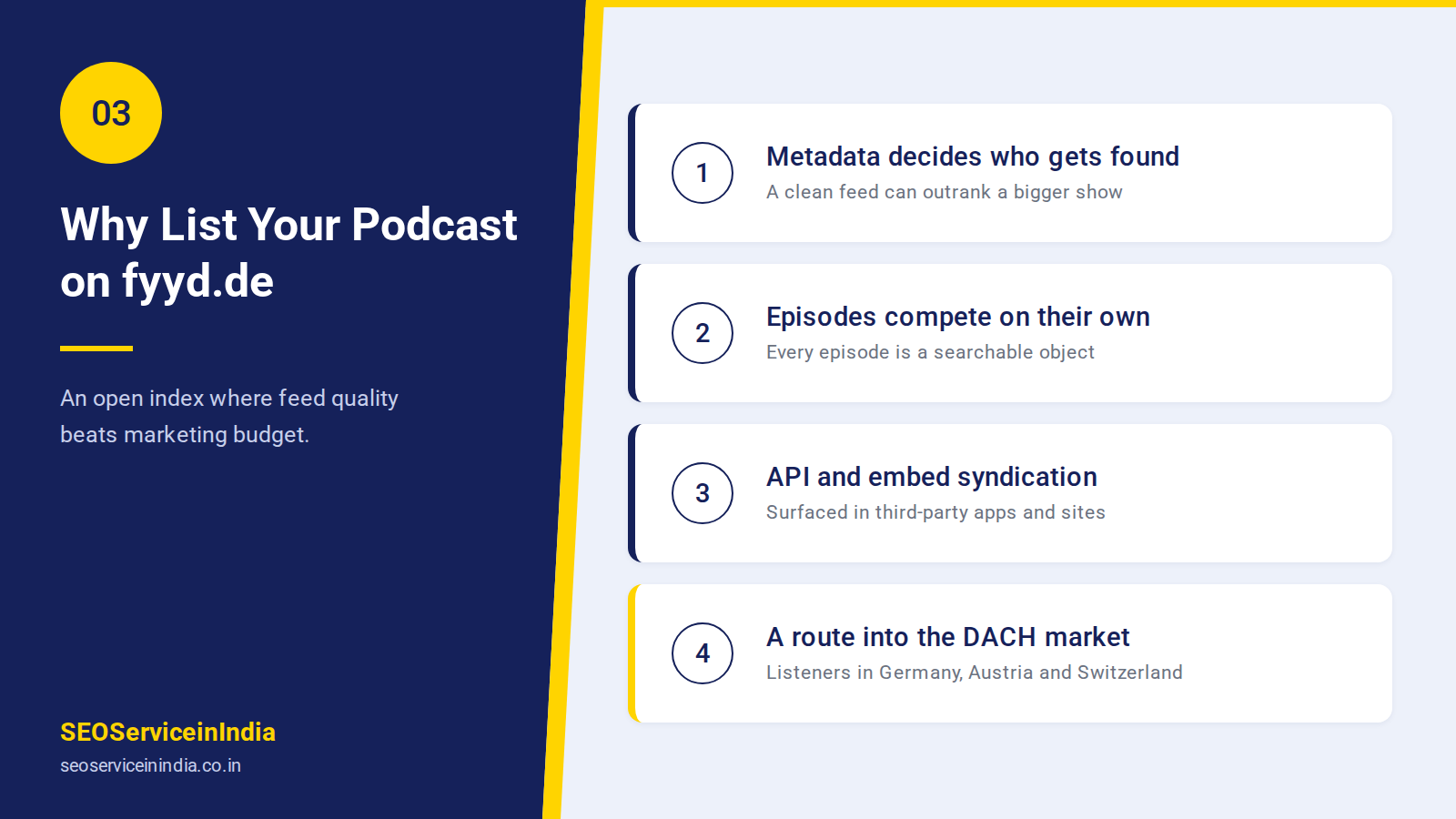 Benefits of listing a podcast on fyyd.de search engine