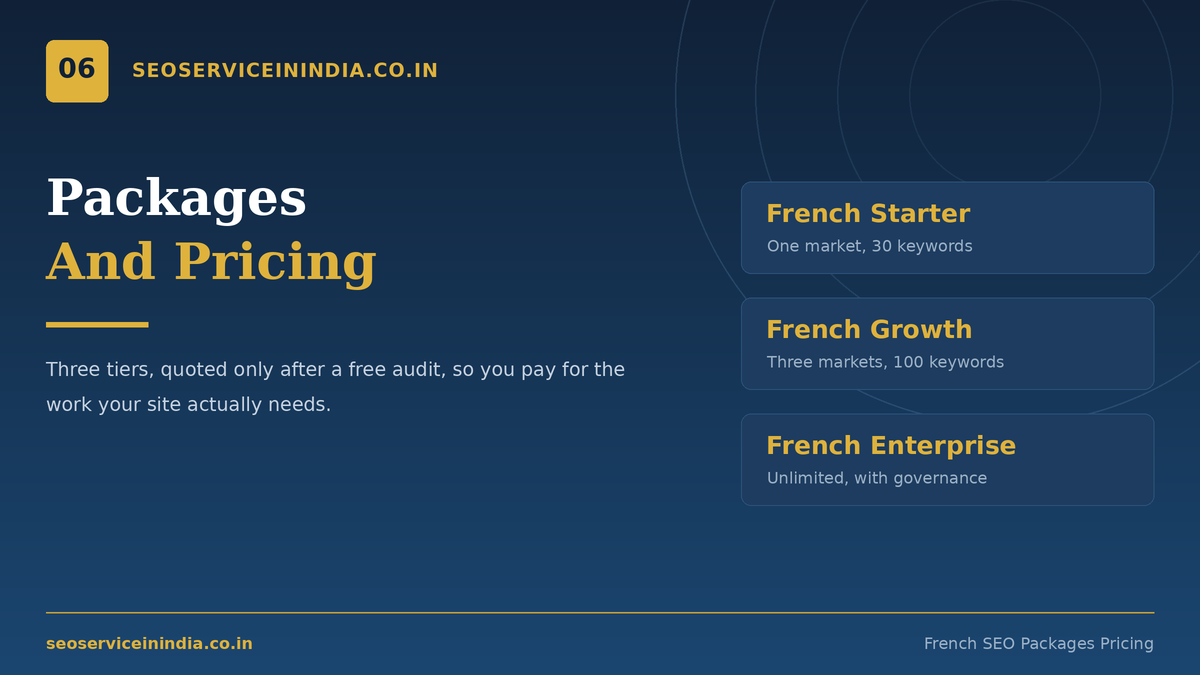 French SEO packages pricing comparison