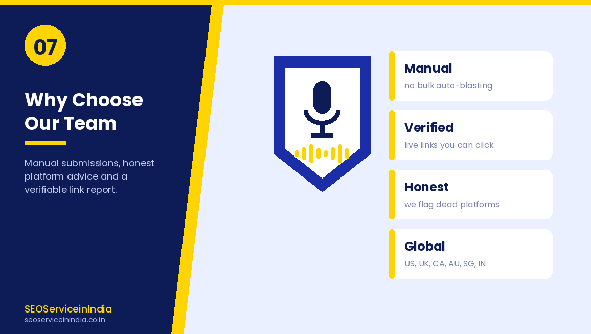 Why brands choose SEOServiceinIndia for manual podcast submission services