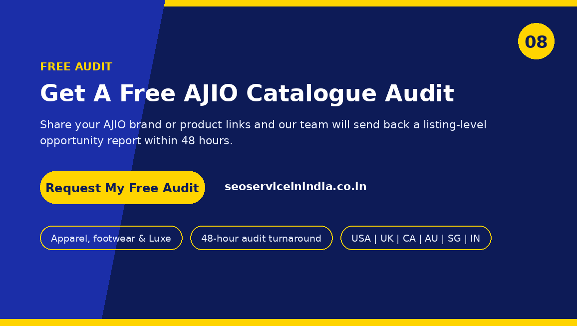 Free AJIO catalogue audit call to action for fashion brands and sellers