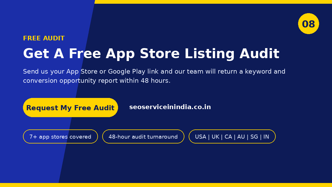 Free app store listing audit call to action for iOS and Android publishers