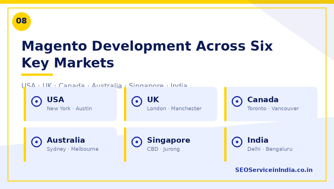 Magento development services for the USA, UK, Canada, Australia, Singapore and India