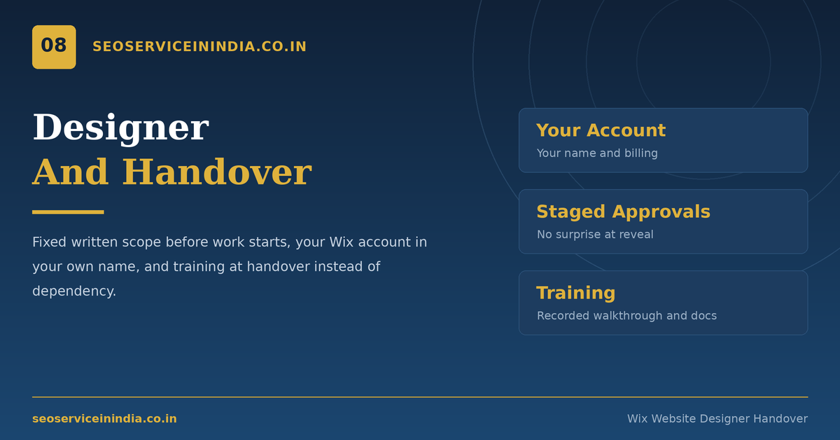 Wix website designer walking a client through site handover and training documentation